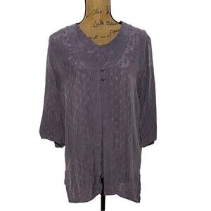 Moon Light Comfort Wear S VTG Silk Top‎ Cardigan Blouse Set 2 Piece Muted Purple